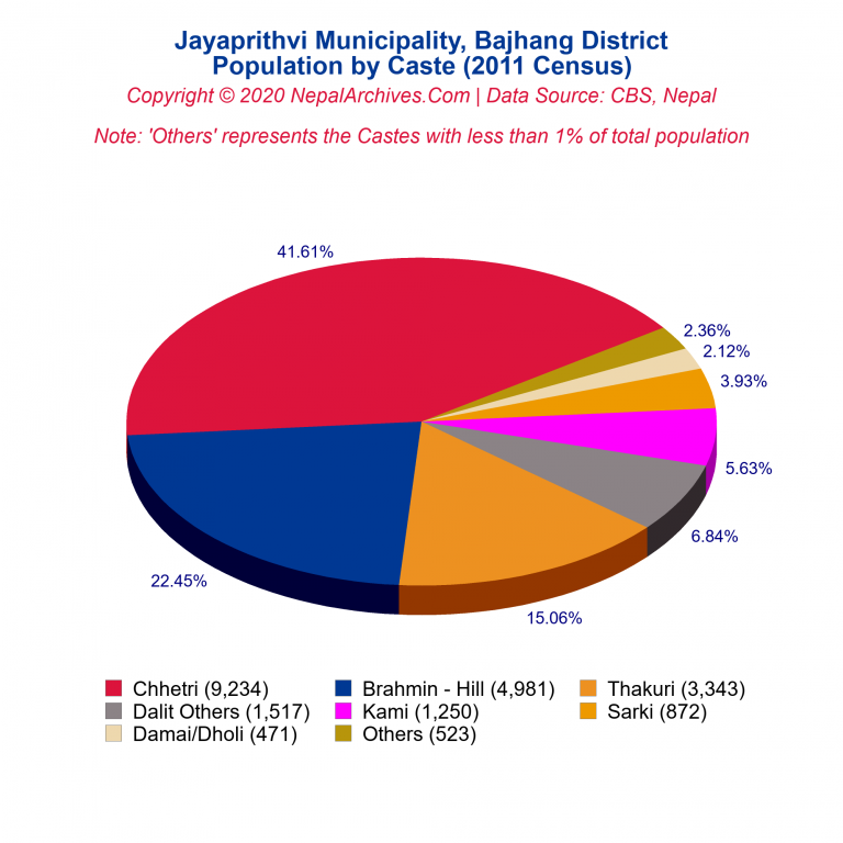 Population by Castes Chart of Jayaprithvi Municipality