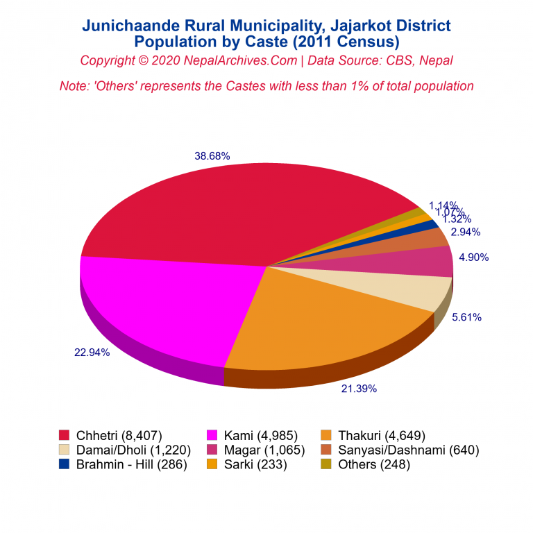 Population by Castes Chart of Junichaande Rural Municipality