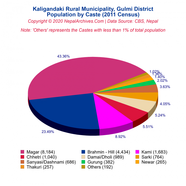 Population by Castes Chart of Kaligandaki Rural Municipality