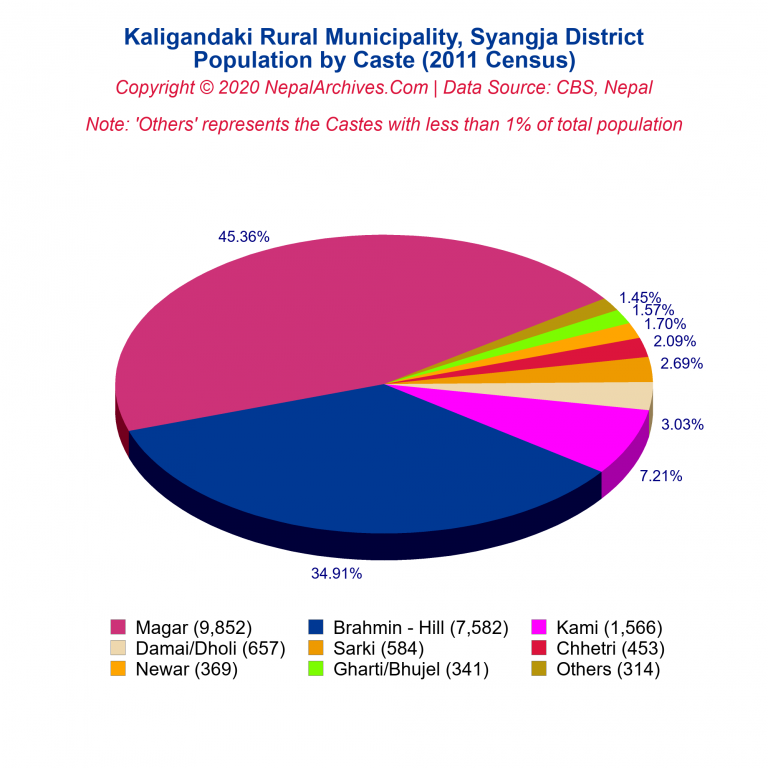 Population by Castes Chart of Kaligandaki Rural Municipality