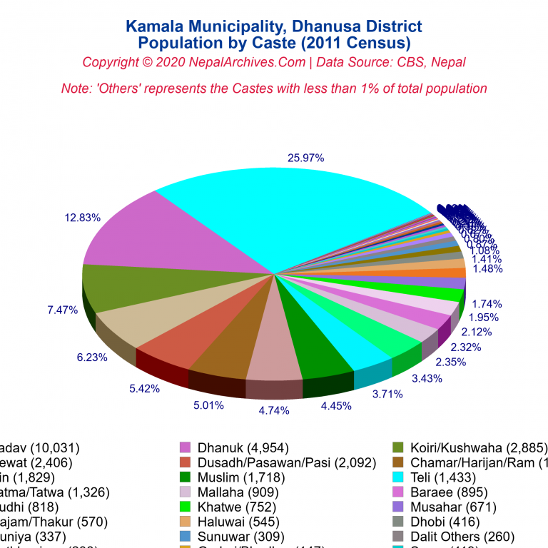 Population by Castes Chart of Kamala Municipality