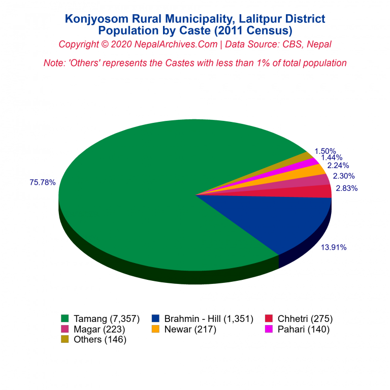 Population by Castes Chart of Konjyosom Rural Municipality
