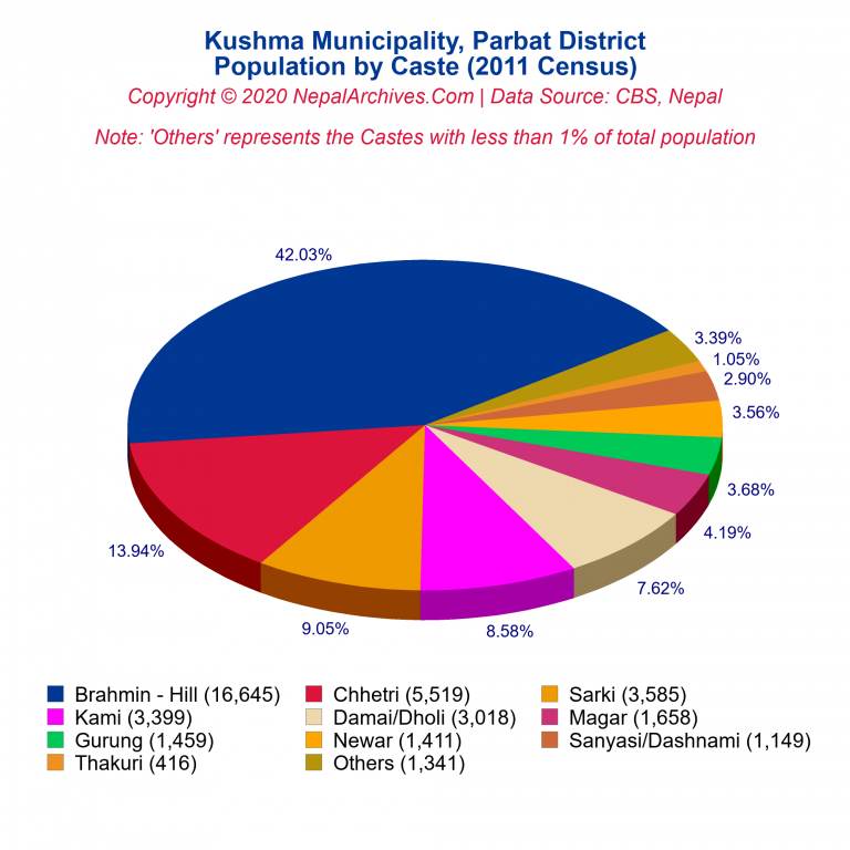 Population by Castes Chart of Kushma Municipality