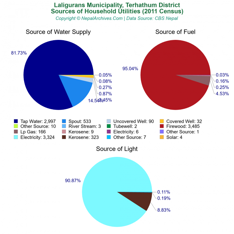 Household Utilities Pie Charts of Laligurans Municipality