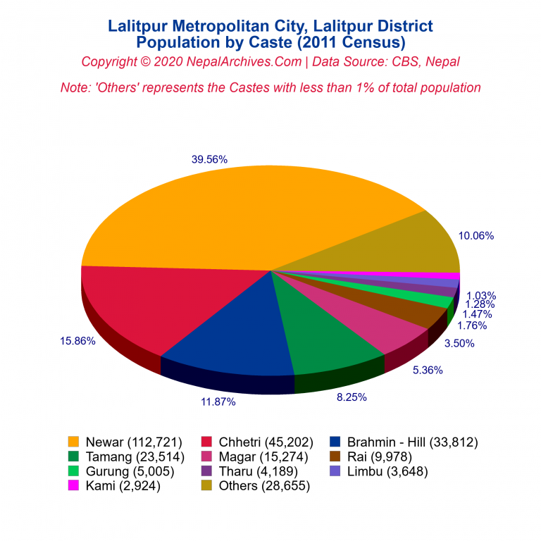 Population by Castes Chart of Lalitpur Metropolitan City
