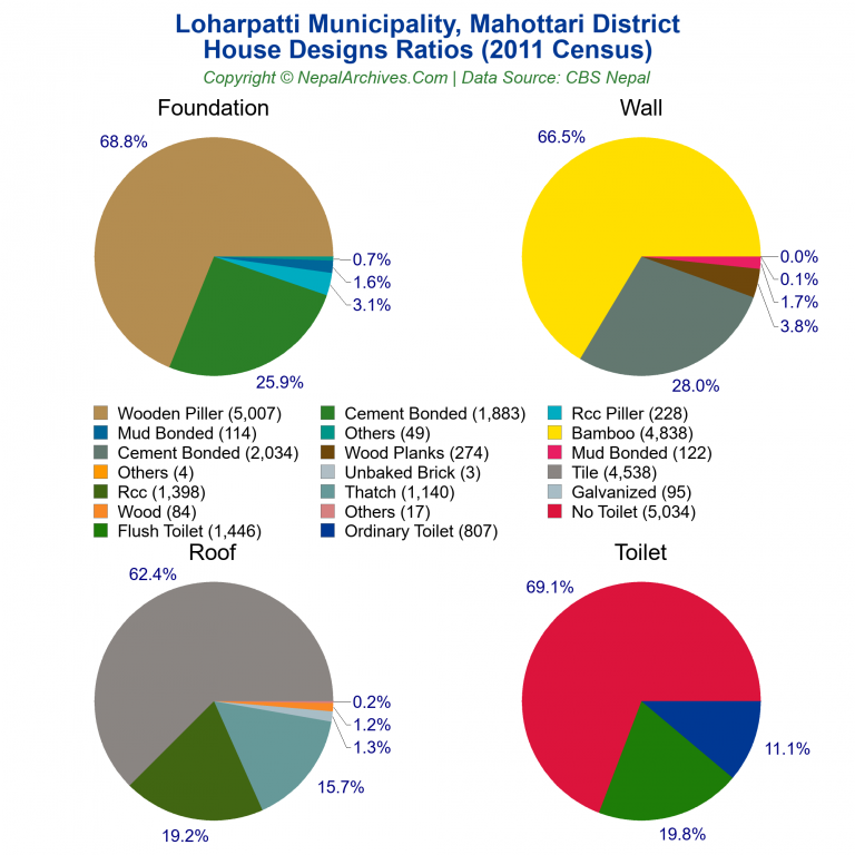 House Design Ratios Pie Charts of Loharpatti Municipality