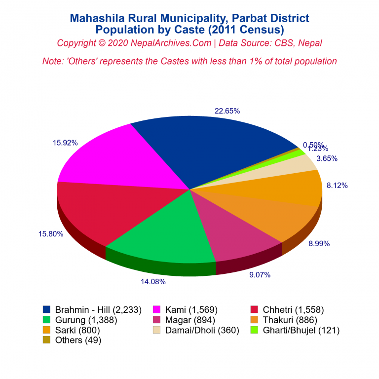 Population by Castes Chart of Mahashila Rural Municipality