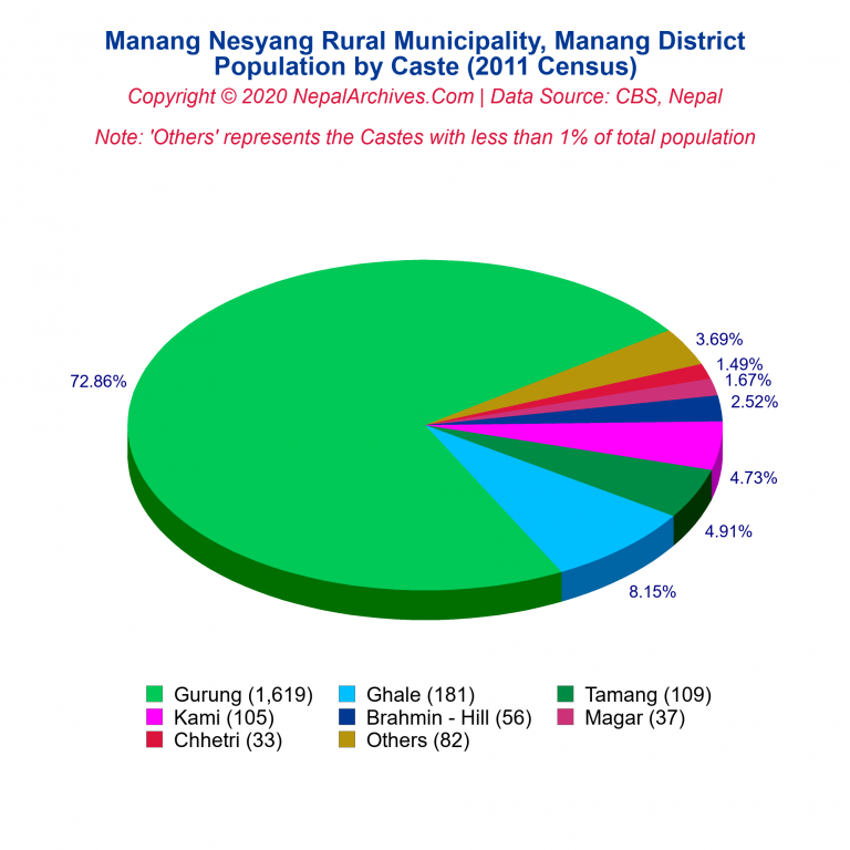 Population by Castes Chart of Manang Nesyang Rural Municipality