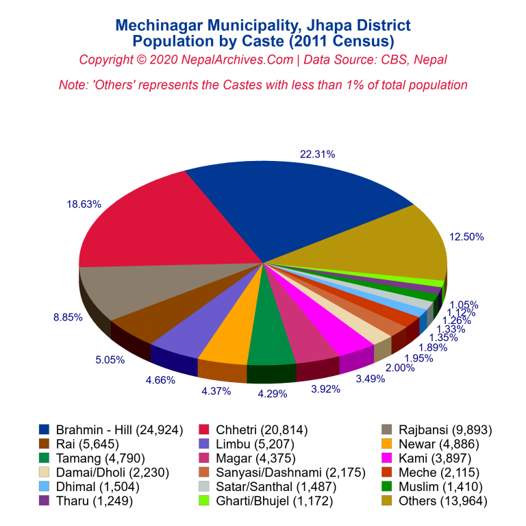 Population by Castes Chart of Mechinagar Municipality