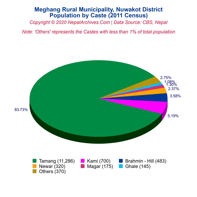 Population by Castes Chart of Meghang Rural Municipality