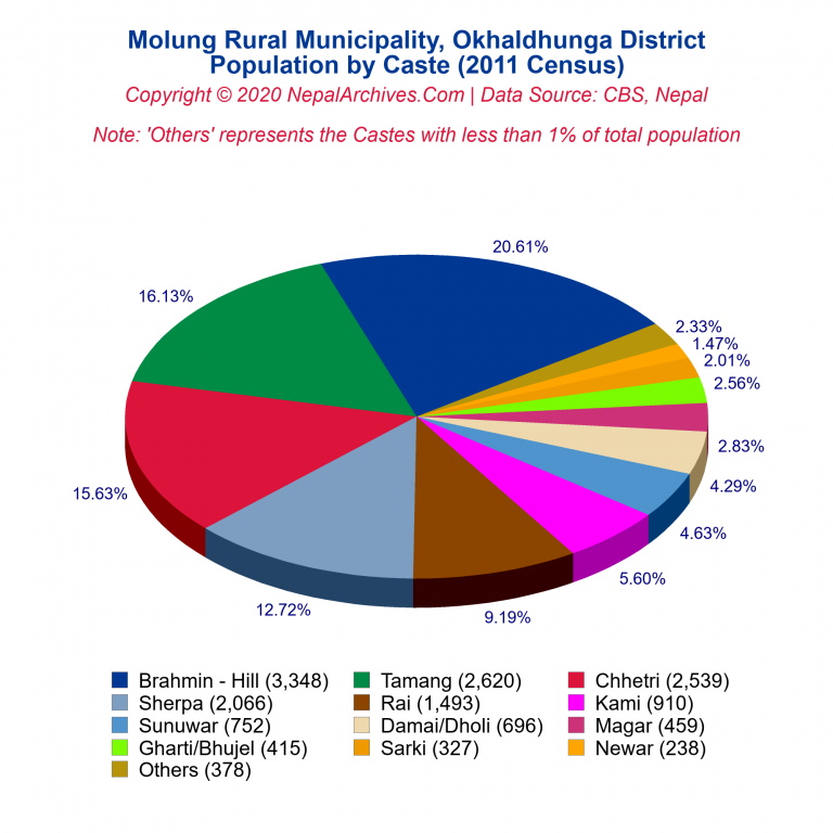 Population by Castes Chart of Molung Rural Municipality