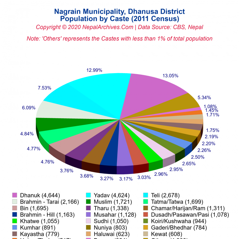 Population by Castes Chart of Nagrain Municipality