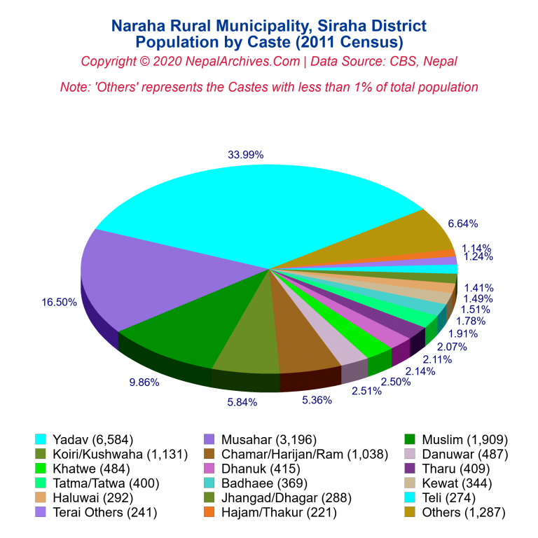 Population by Castes Chart of Naraha Rural Municipality