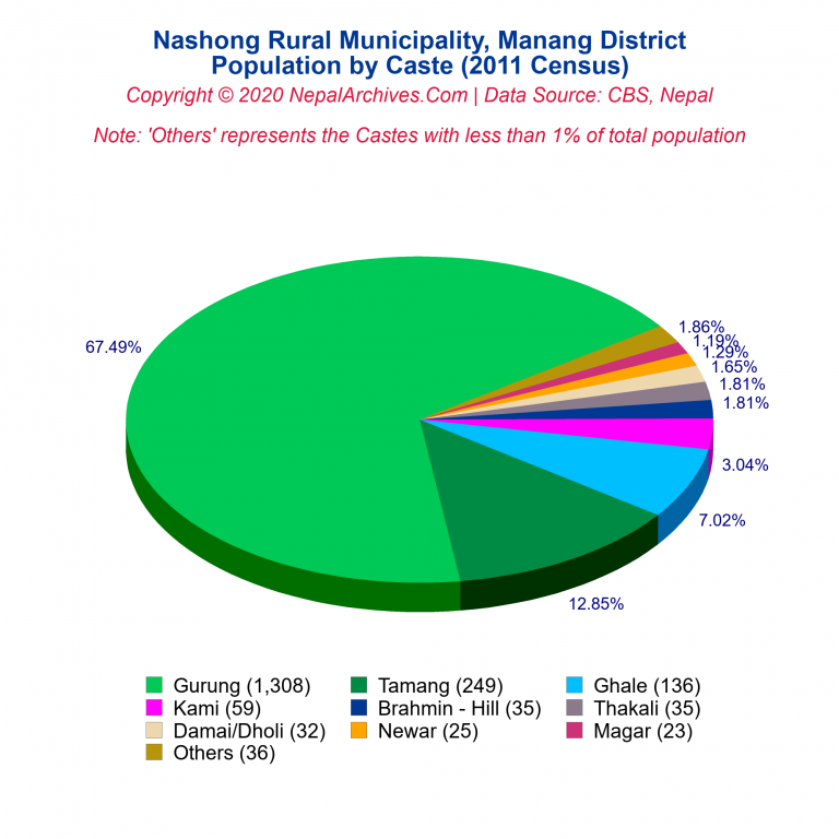 Population by Castes Chart of Nashong Rural Municipality