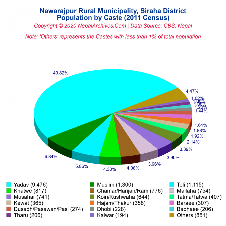 Population by Castes Chart of Nawarajpur Rural Municipality