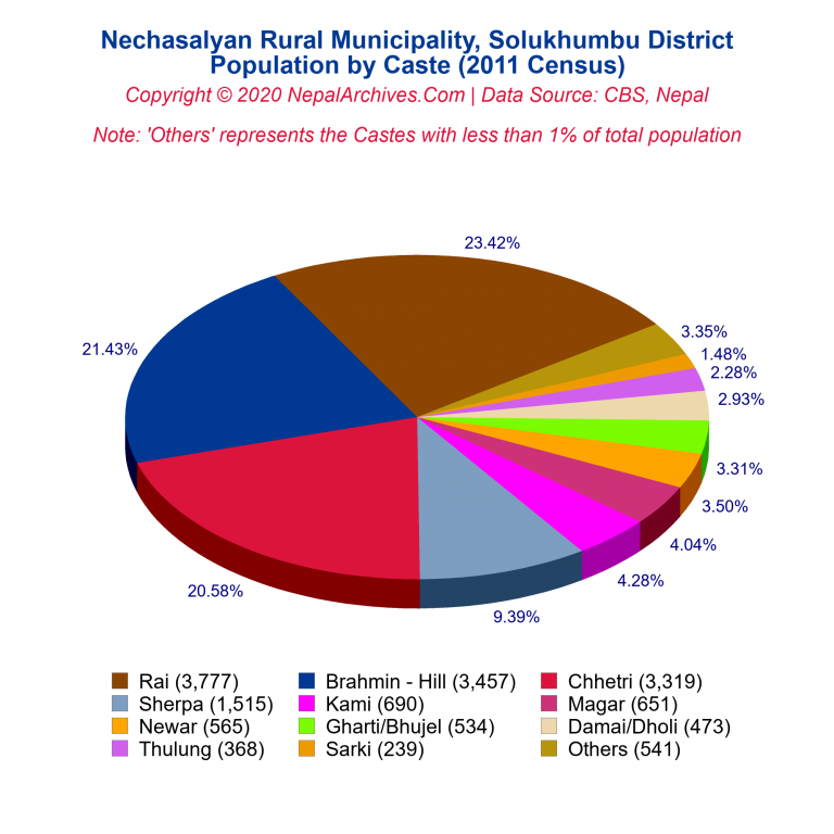 Population by Castes Chart of Nechasalyan Rural Municipality