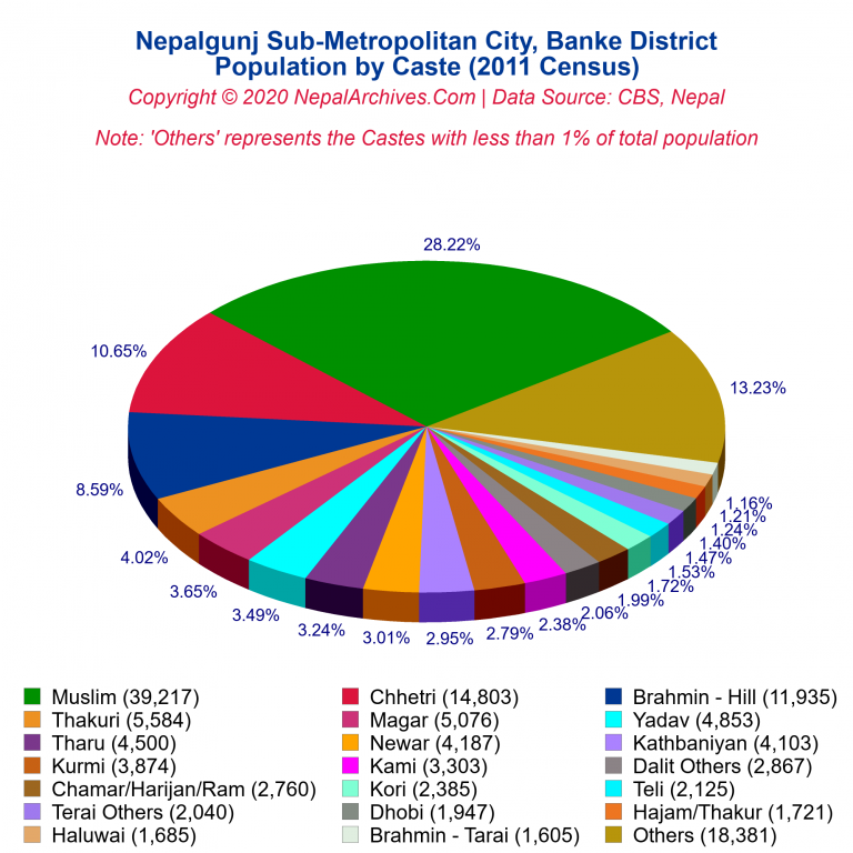 Population by Castes Chart of Nepalgunj Sub-Metropolitan City