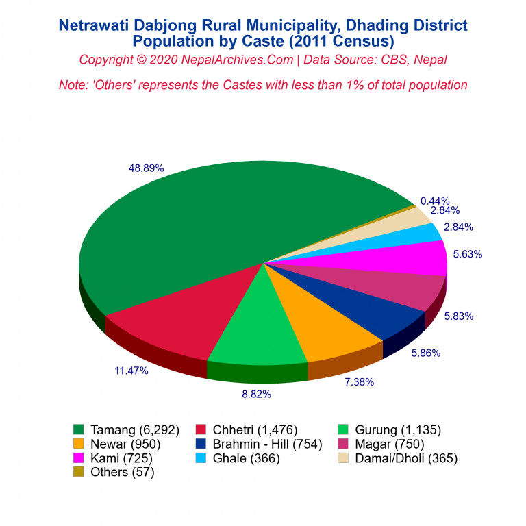 Population by Castes Chart of Netrawati Dabjong Rural Municipality