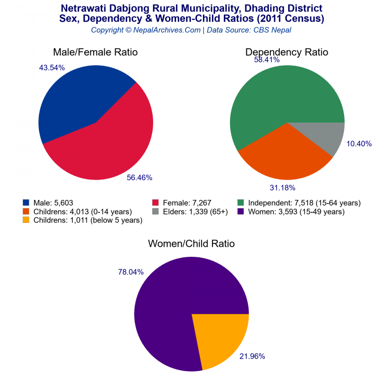 Sex, Dependency & Women-Child Ratio Charts of Netrawati Dabjong Rural Municipality