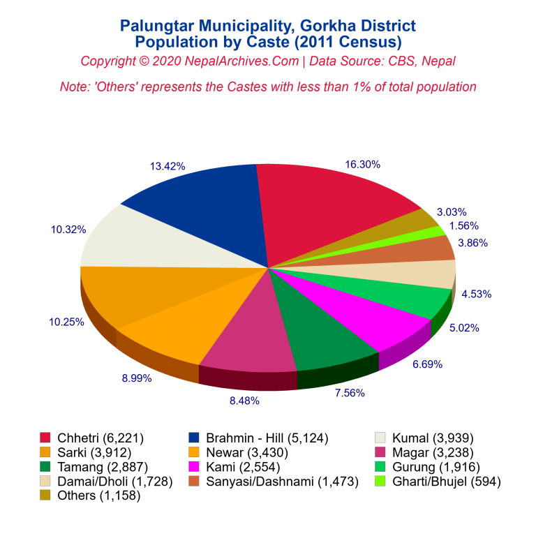 Population by Castes Chart of Palungtar Municipality