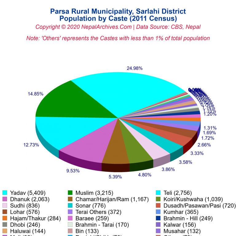 Population by Castes Chart of Parsa Rural Municipality
