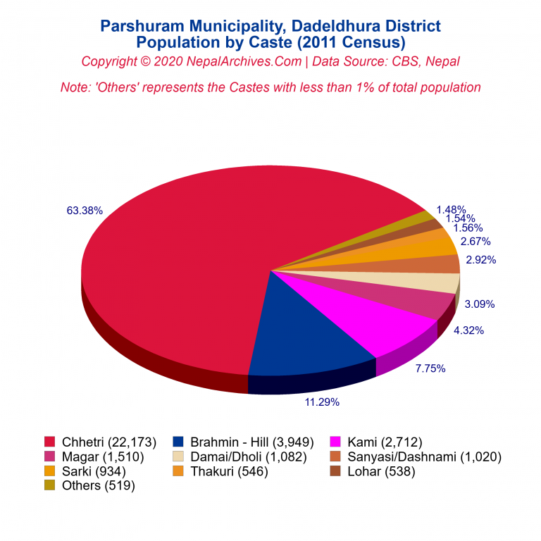 Population by Castes Chart of Parshuram Municipality