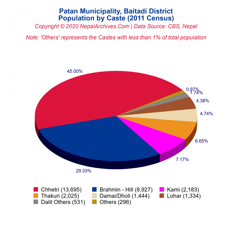 Population by Castes Chart of Patan Municipality