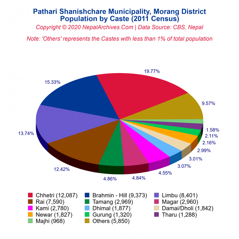 Population by Castes Chart of Pathari Shanishchare Municipality