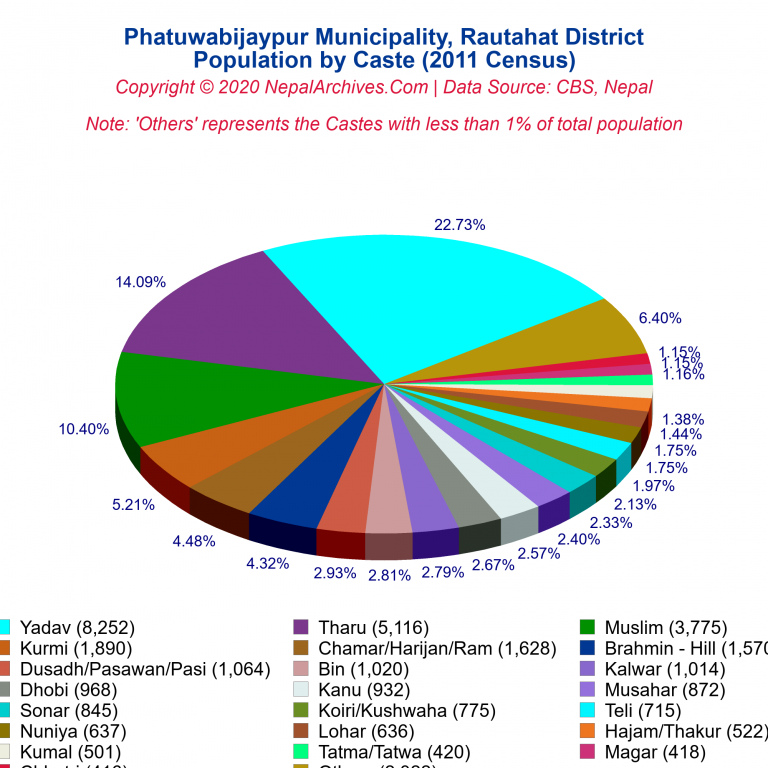Population by Castes Chart of Phatuwabijaypur Municipality