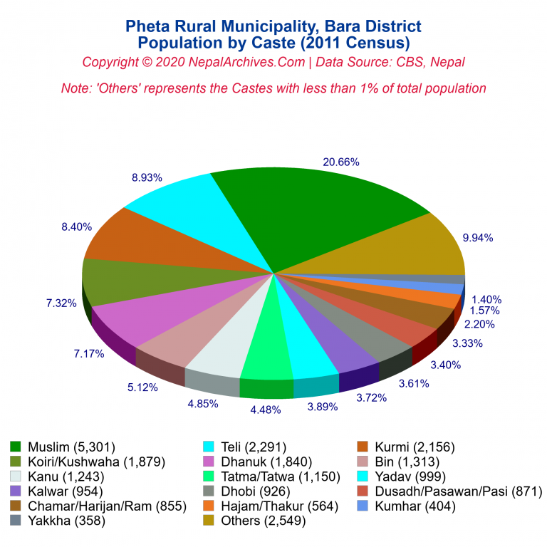 Population by Castes Chart of Pheta Rural Municipality