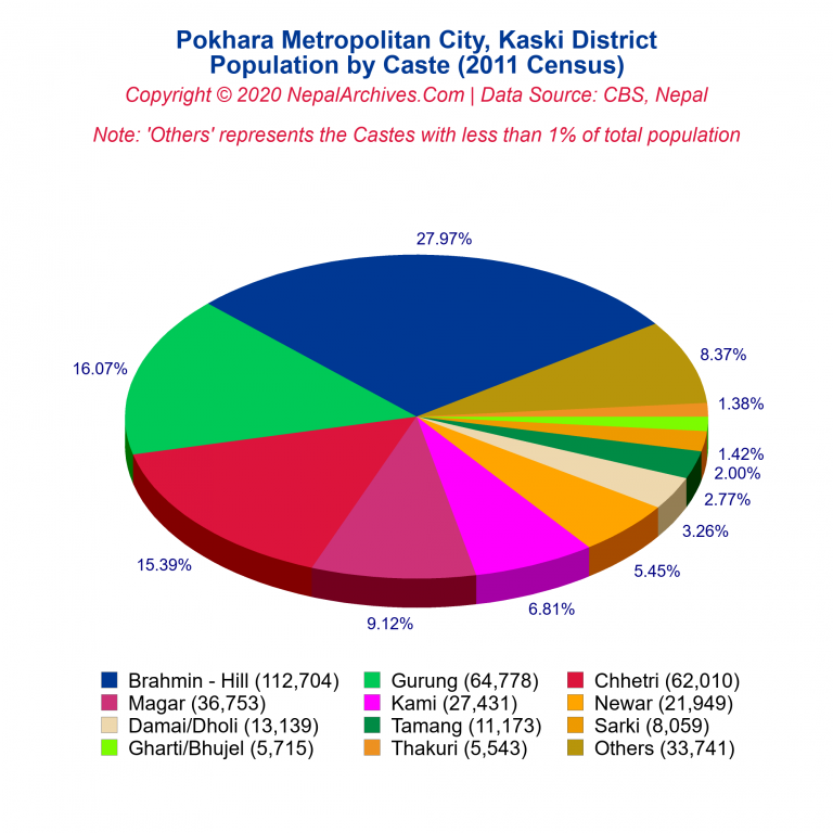 Population by Castes Chart of Pokhara Metropolitan City