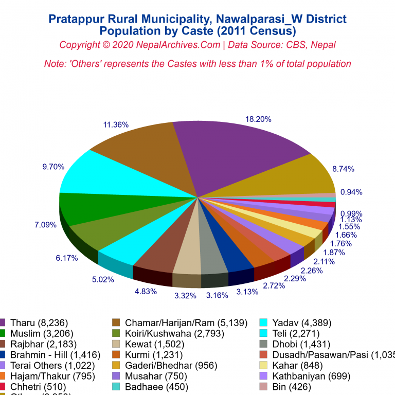 Population by Castes Chart of Pratappur Rural Municipality