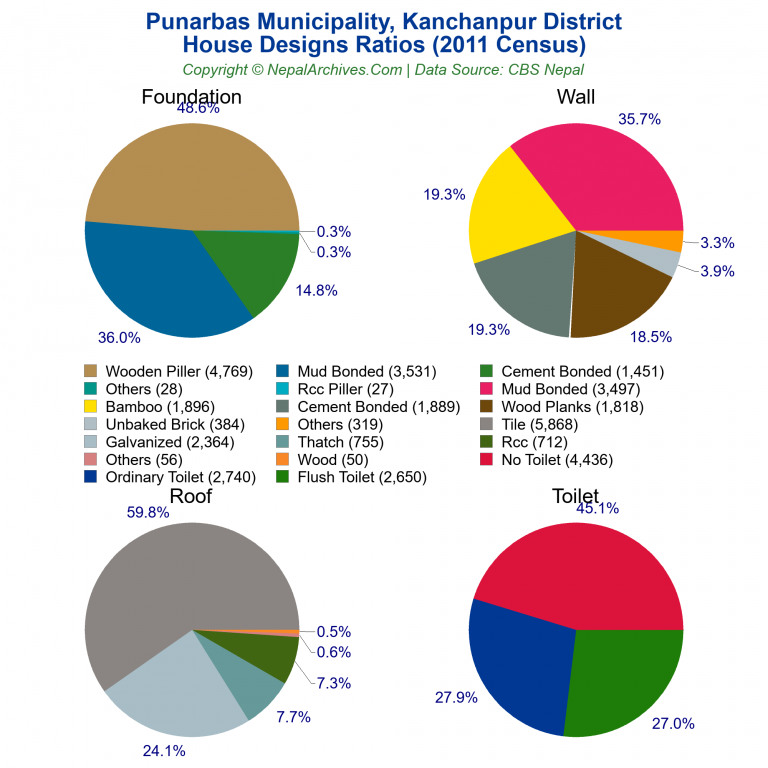 House Design Ratios Pie Charts of Punarbas Municipality