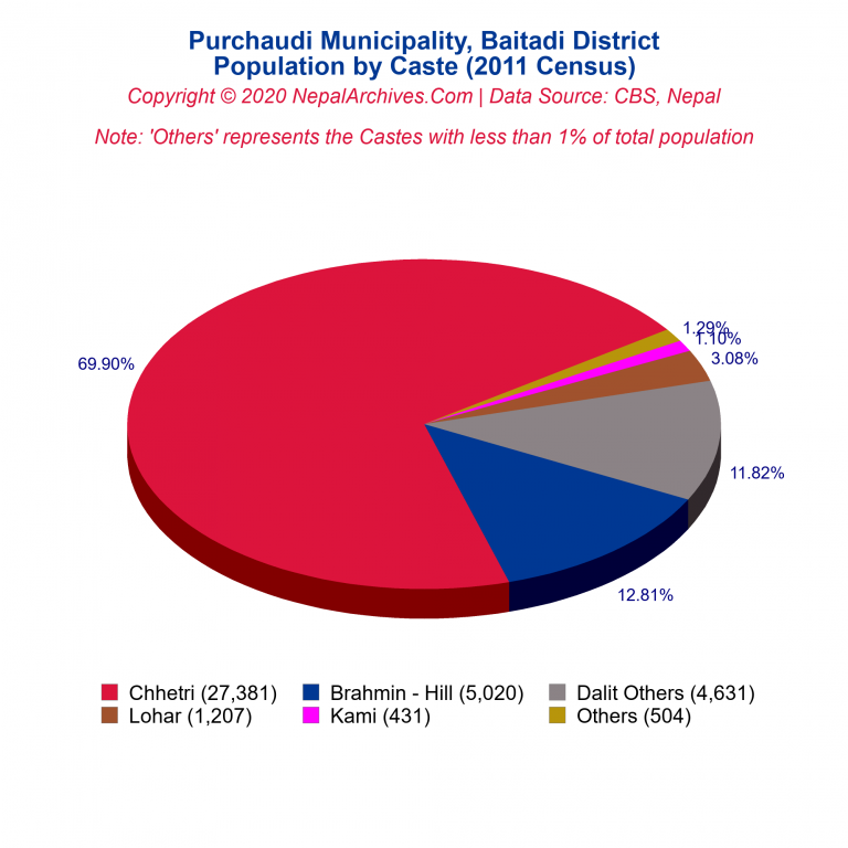 Population by Castes Chart of Purchaudi Municipality