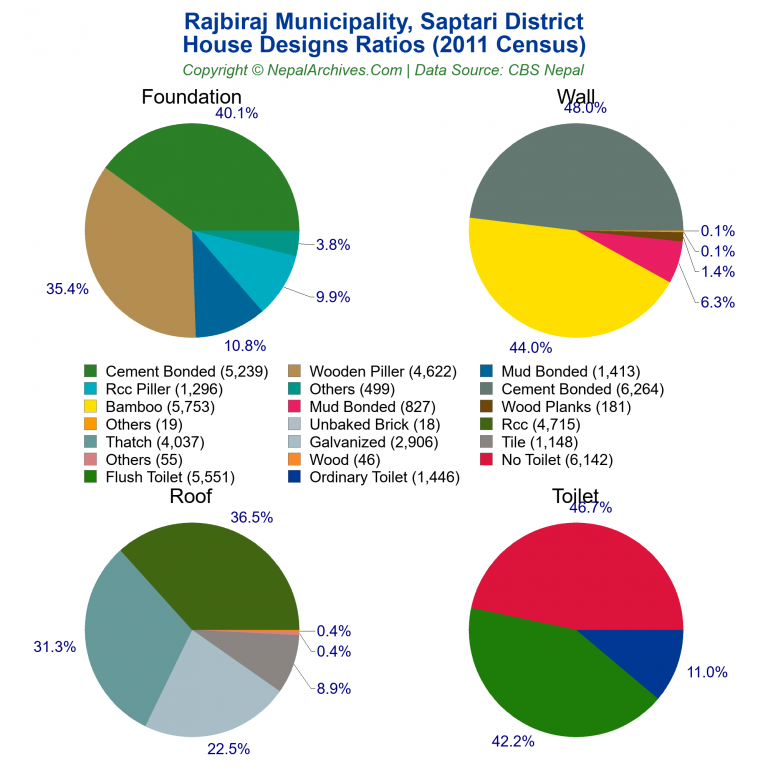 House Design Ratios Pie Charts of Rajbiraj Municipality