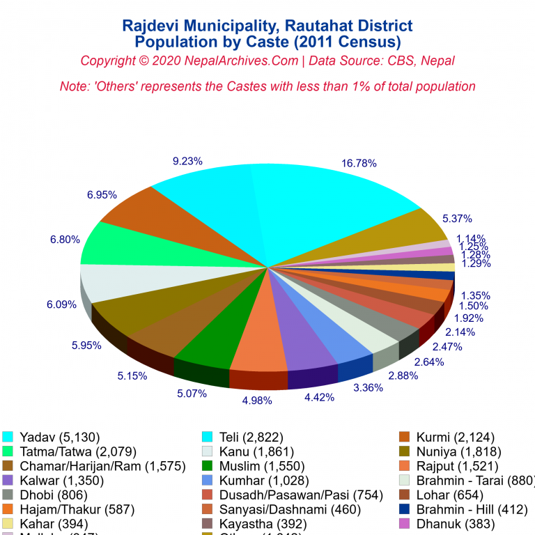 Population by Castes Chart of Rajdevi Municipality