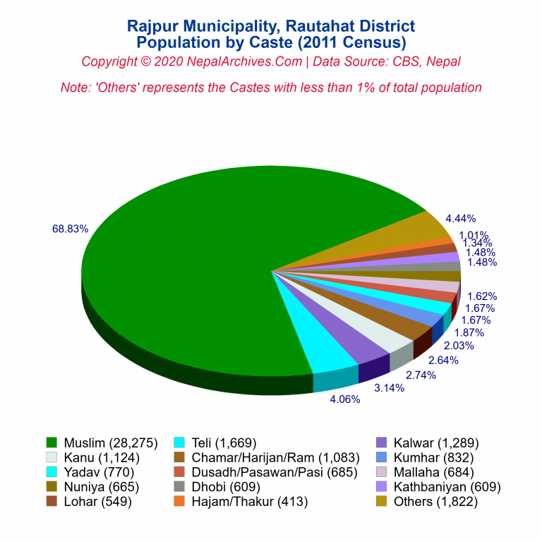 Population by Castes Chart of Rajpur Municipality