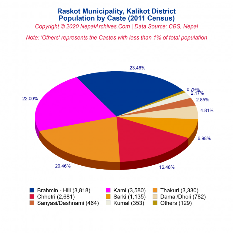 Population by Castes Chart of Raskot Municipality