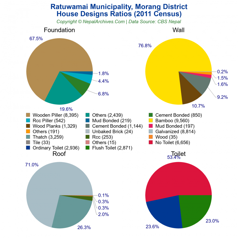 House Design Ratios Pie Charts of Ratuwamai Municipality