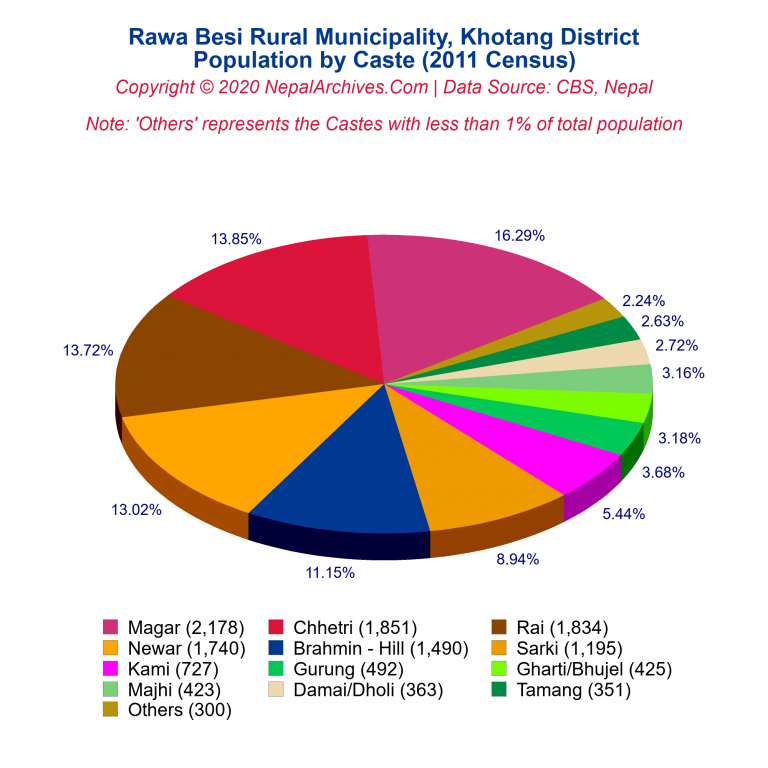 Population by Castes Chart of Rawa Besi Rural Municipality