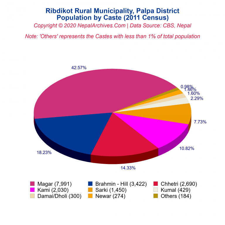 Population by Castes Chart of Ribdikot Rural Municipality