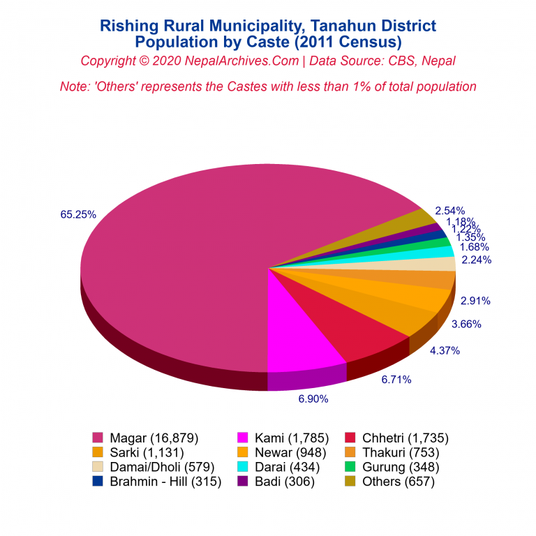 Population by Castes Chart of Rishing Rural Municipality