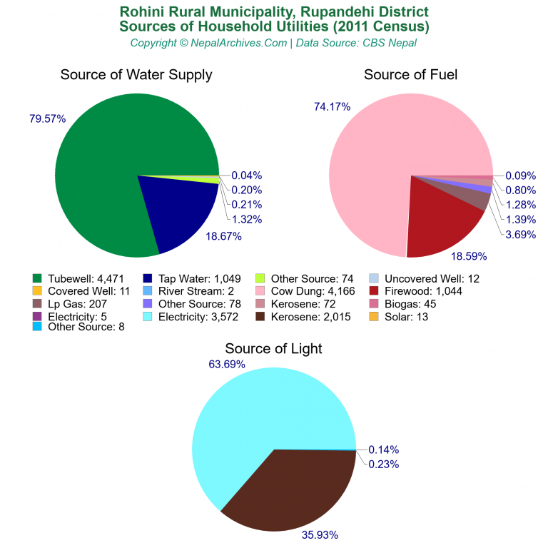 Household Utilities Pie Charts of Rohini Rural Municipality Household Utilities Pie Charts of Rohini Rural Municipality