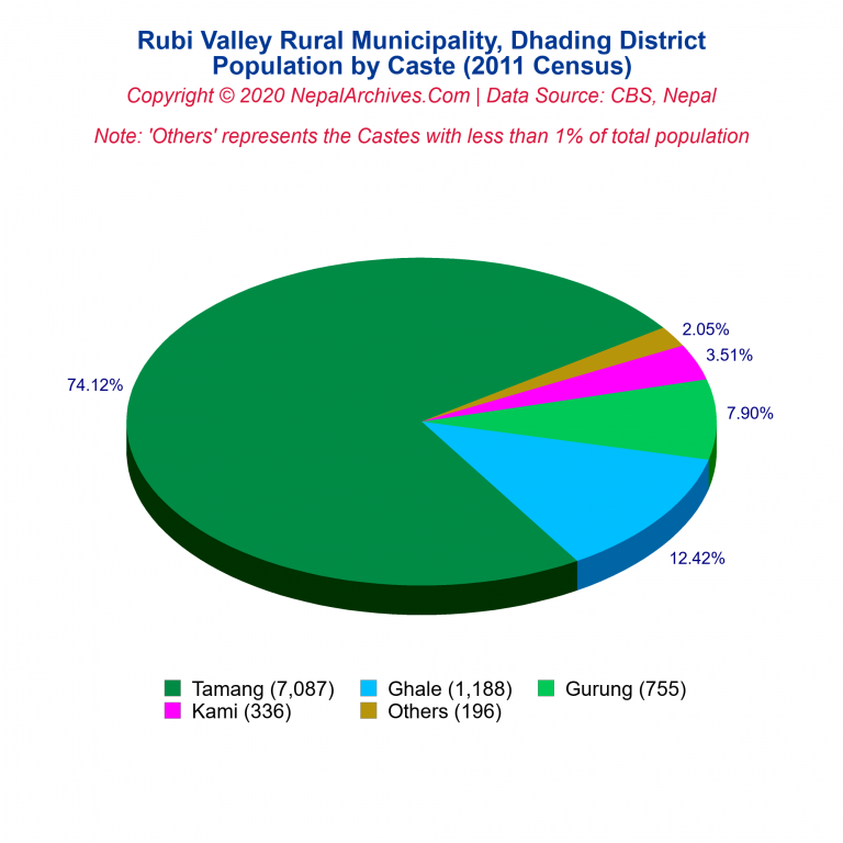 Population by Castes Chart of Rubi Valley Rural Municipality