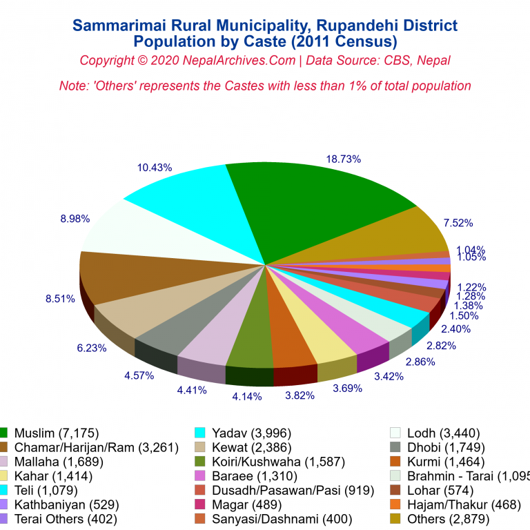 Population by Castes Chart of Sammarimai Rural Municipality