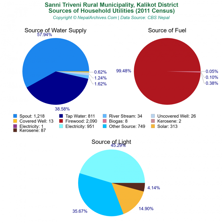 Household Utilities Pie Charts of Sanni Triveni Rural Municipality