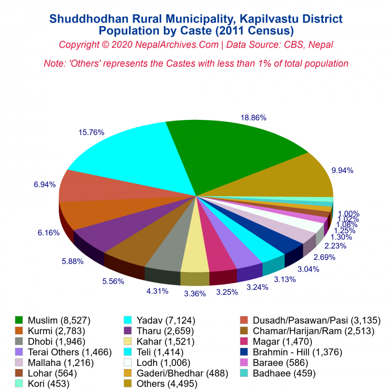 Population by Castes Chart of Shuddhodhan Rural Municipality