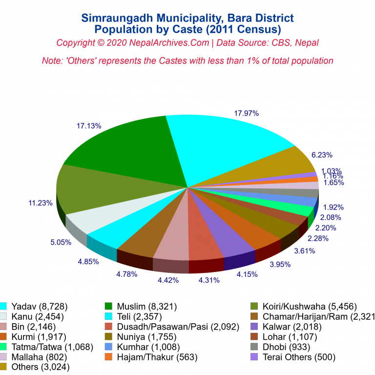 Population by Castes Chart of Simraungadh Municipality