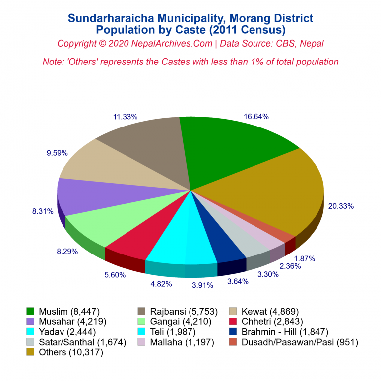 Population by Castes Chart of Sundarharaicha Municipality