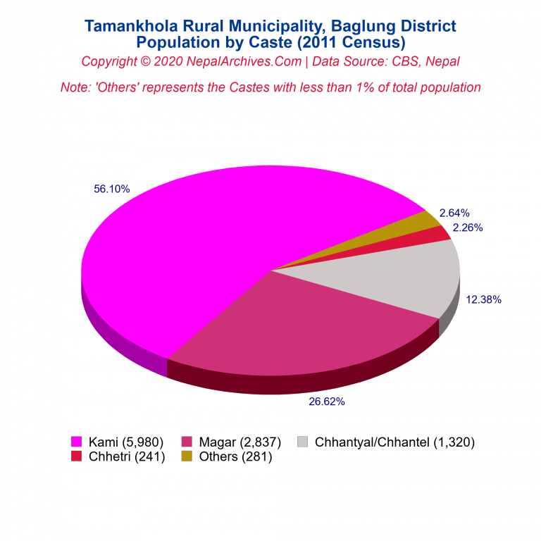 Population by Castes Chart of Tamankhola Rural Municipality